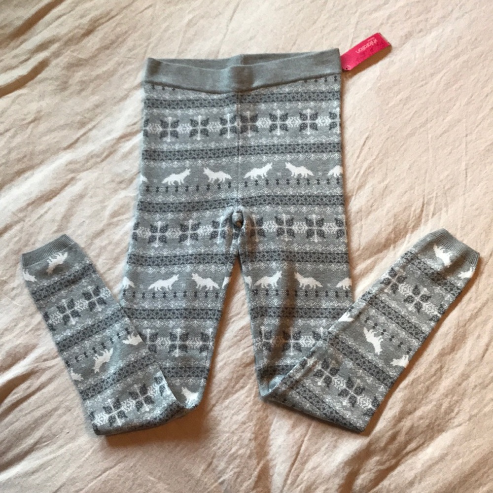 Xhilaration sweater leggings gray Fair isle foxes